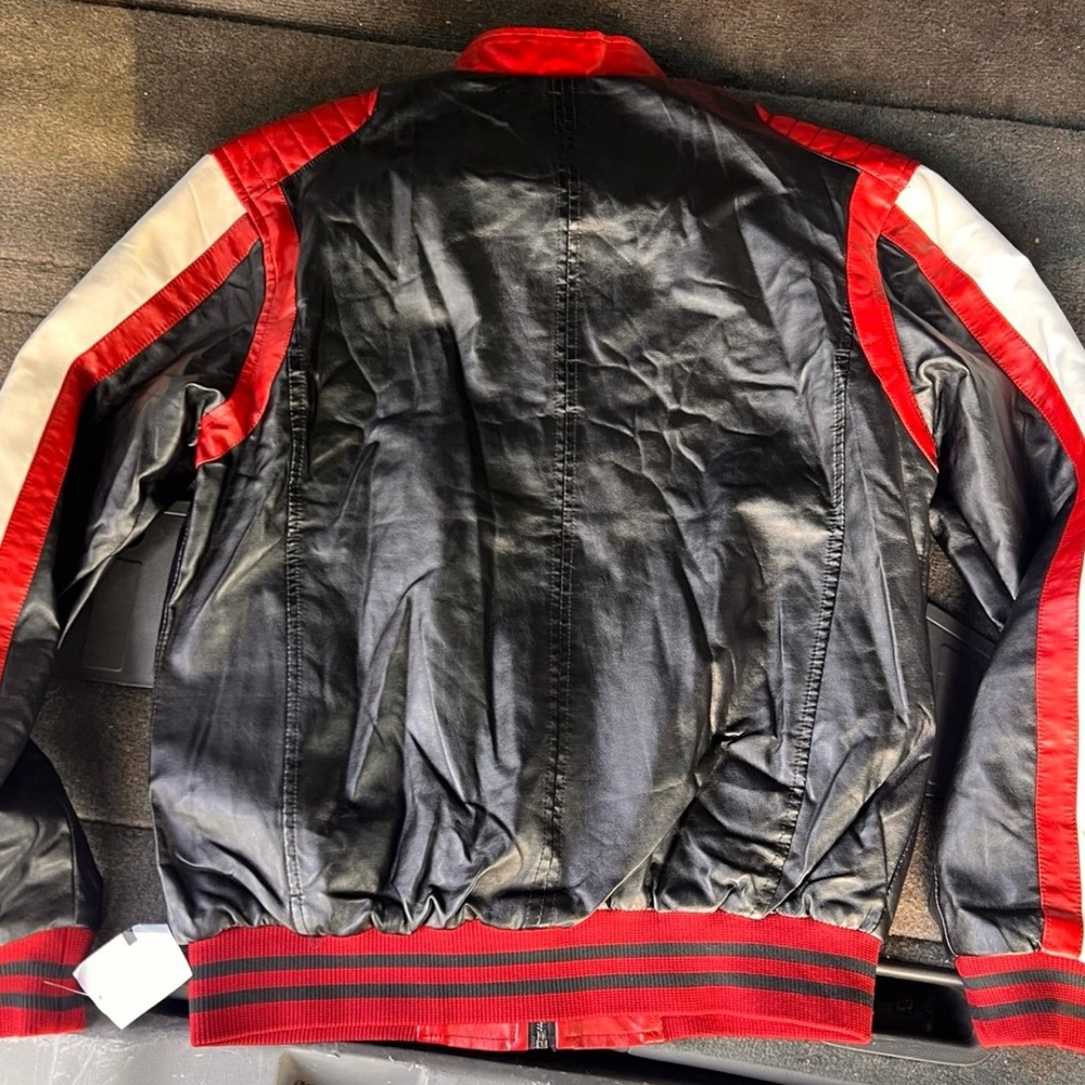 Men's Black and Red Varsity Jacket